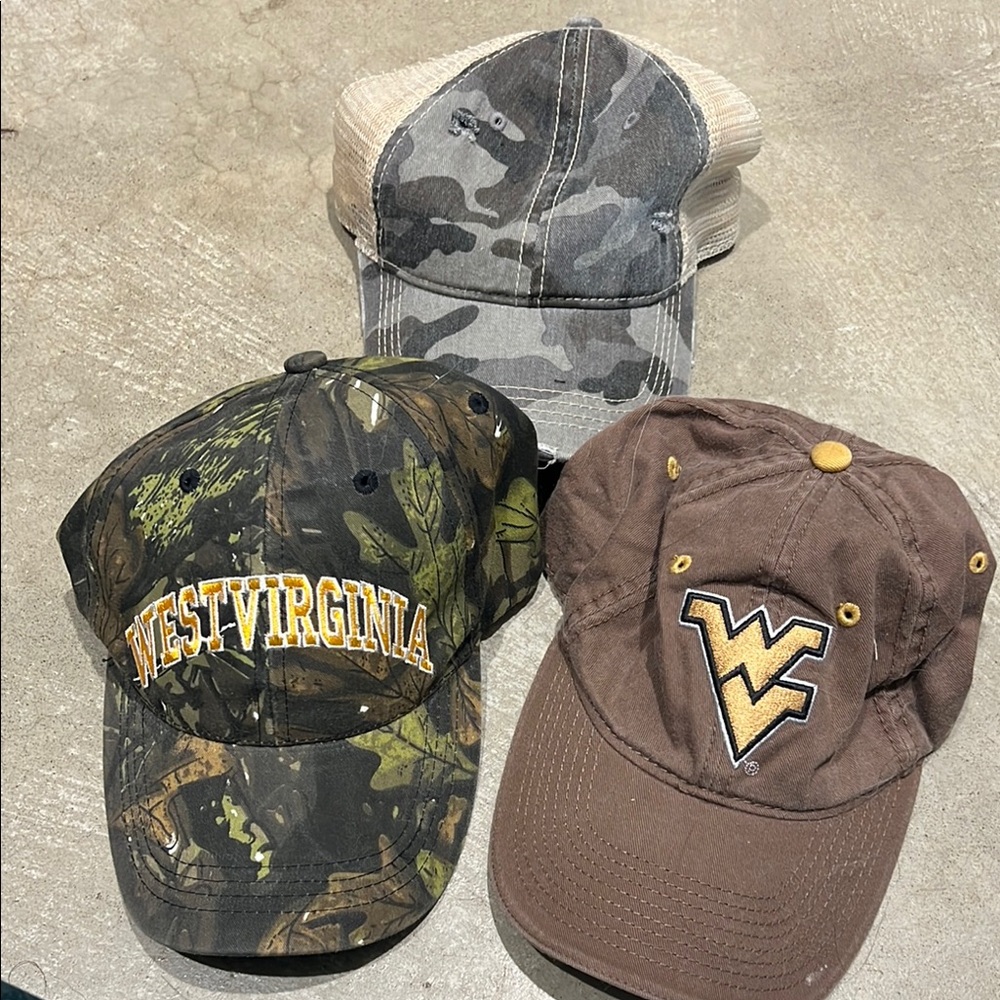 West Virginia Camouflage and Brown Caps